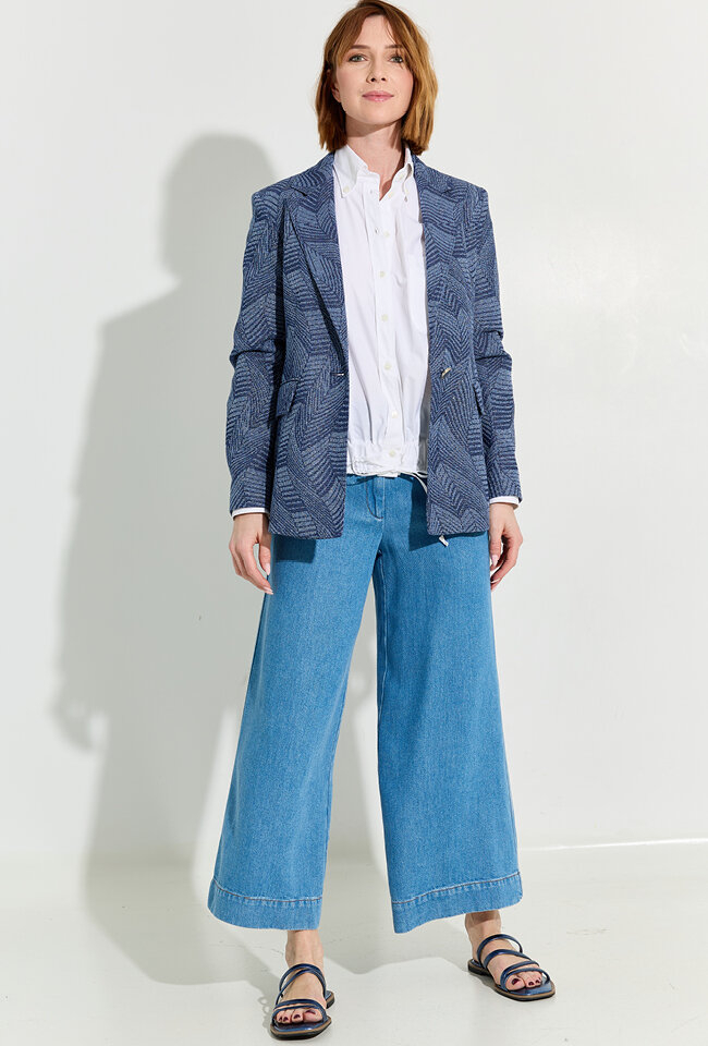 Blauwe wide leg jeans met opgestikte zakken Marie Mero
