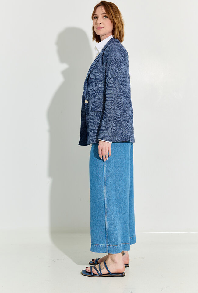 Blauwe wide leg jeans met opgestikte zakken Marie Mero