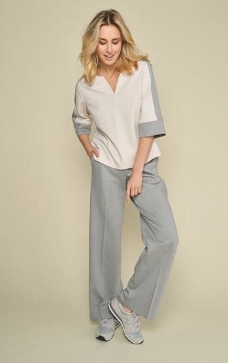 Blauwe wijde broek met plooi Marie Mero