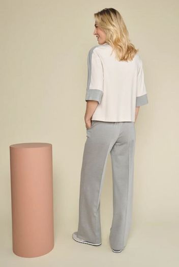 Blauwe wijde broek met plooi Marie Mero