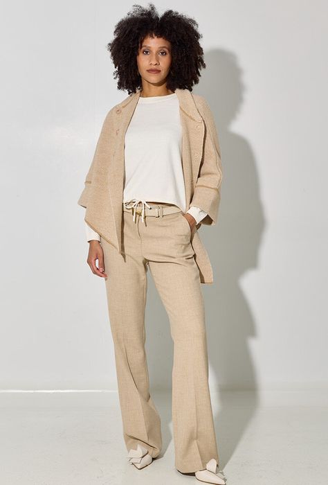 Beige geklede broek met plooi Marie Mero