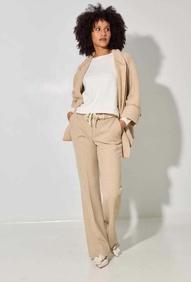 Beige geklede broek met plooi Marie Mero