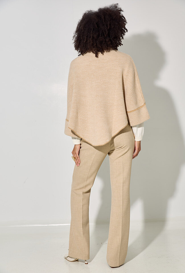 Beige geklede broek met plooi Marie Mero