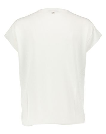 Witte glinsterende top met korte mouwen en V-hals Marie Méro