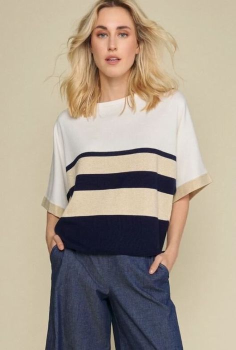 Cream navy gestreept trui met lange mouwen Marie Mero