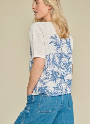 Witte t-shirt met jeans details Marie Mero 