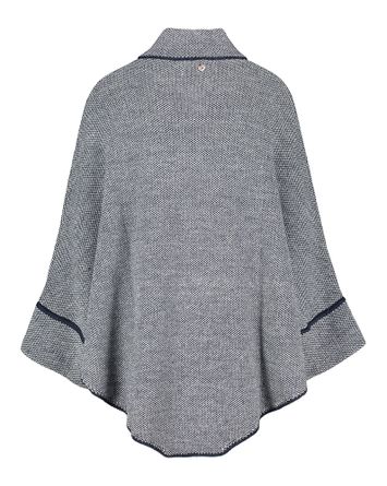 Blauwe poncho met drukknopen Marie Mero