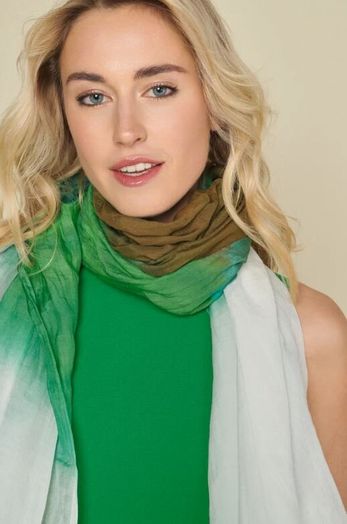Appel, aqua en camel sjaal Marie Mero 