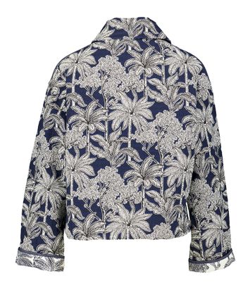 Donkerblauwe geklede vest met bleoemnprint Marie Mero