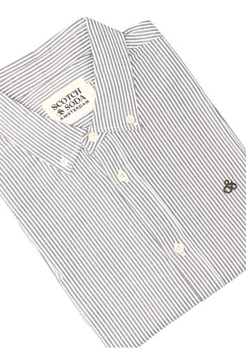 Wit katoenen hemd ( regular fit) met strepen en lange mouwen Scotch&Soda