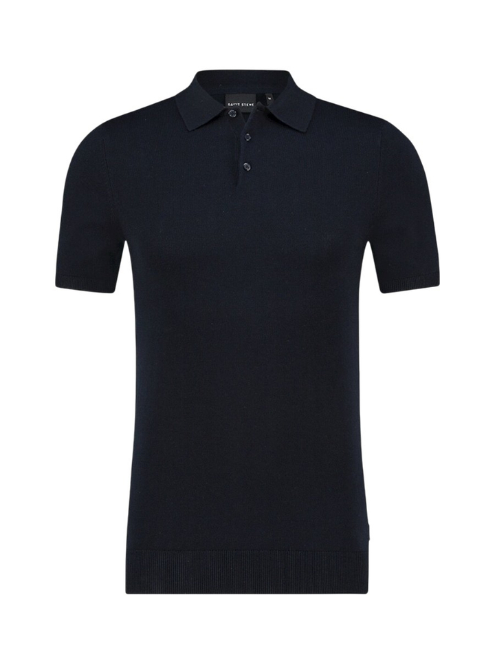 Donkerblauwe katoenen polo Chris Saint Steve