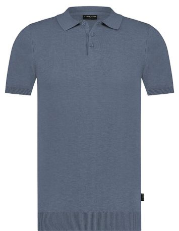 Iron blue katoenen polo Chris Saint Steve 