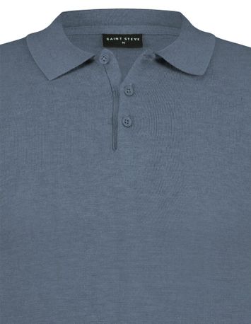 Iron blue katoenen polo Chris Saint Steve 