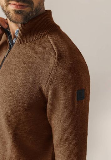 Roestkleurige pull met korte rits State of Art 