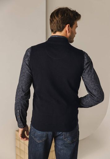 Donkerblauwegilet met rits  met structuur State Of Art