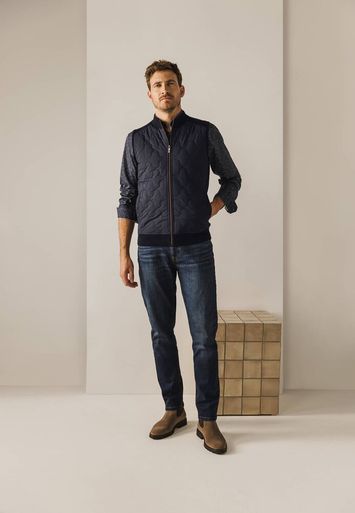 Donkerblauwegilet met rits  met structuur State Of Art