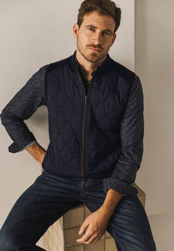 Donkerblauwegilet met rits  met structuur State Of Art