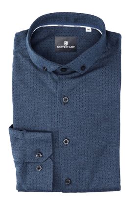 State of Art Blauw katoenen hemd (regular fit) met print en lange mouwen
