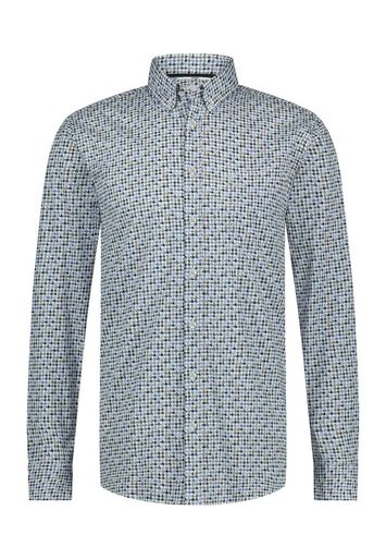 Blauw katoenen hemd (regular fit) met print en lange mouwen State Of Art