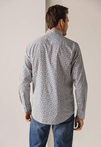 Blauw katoenen hemd (regular fit) met print en lange mouwen State Of Art