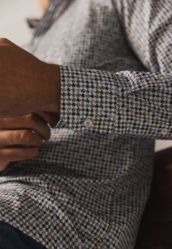 Blauw katoenen hemd (regular fit) met print en lange mouwen State Of Art