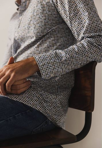 Blauw katoenen hemd (regular fit) met print en lange mouwen State Of Art