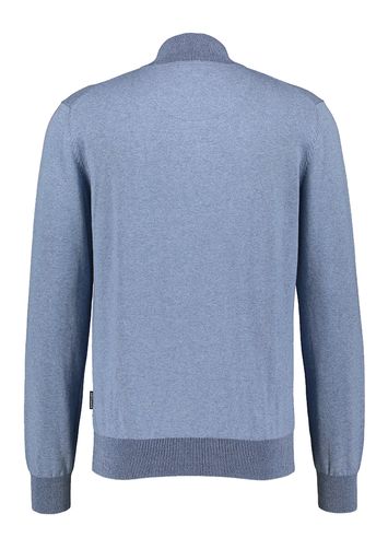 Blauwe pull met korte rits en merklogo State of Art 