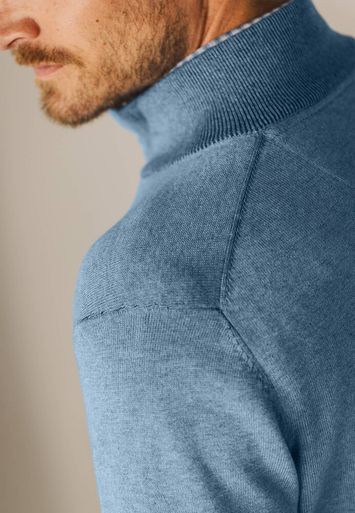 Blauwe pull met korte rits en merklogo State of Art 
