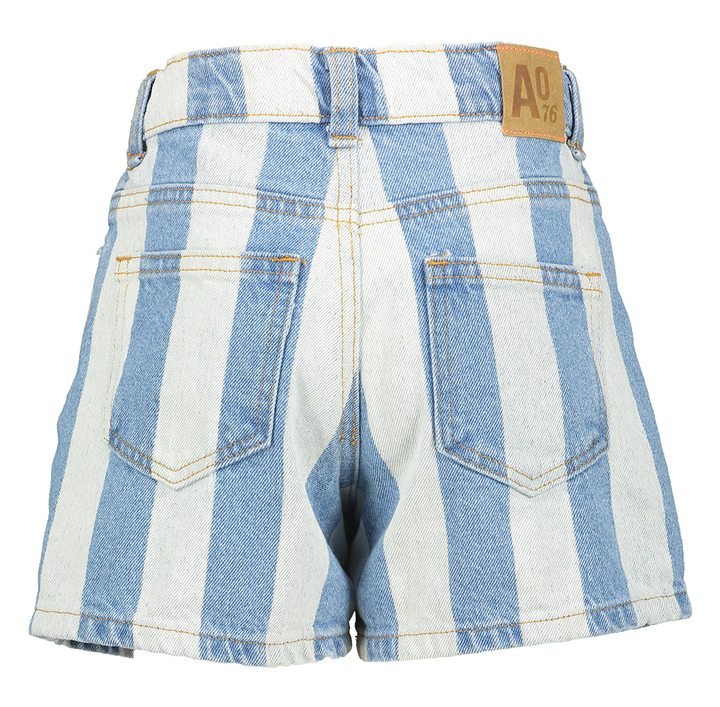 Blauwe gestreepte jeansshort AO76