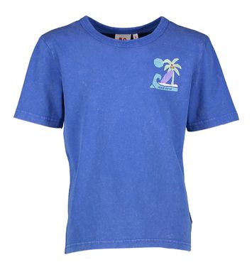 Blauwe t-shirt met print AO75