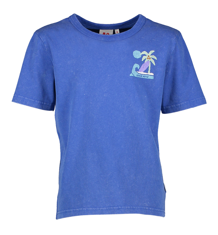 Blauwe t-shirt met print AO75