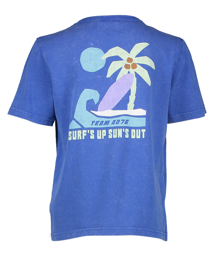 Blauwe t-shirt met print AO75