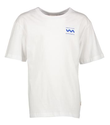 Witte t-shirt met blauwe print AO75