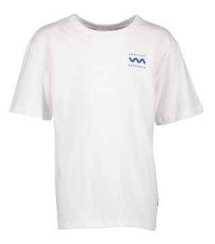 AO76 Witte t-shirt met blauwe print AO75