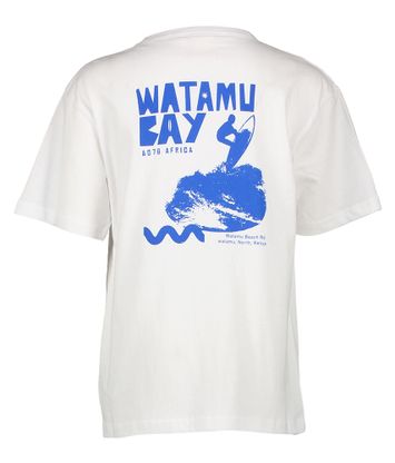 Witte t-shirt met blauwe print AO75