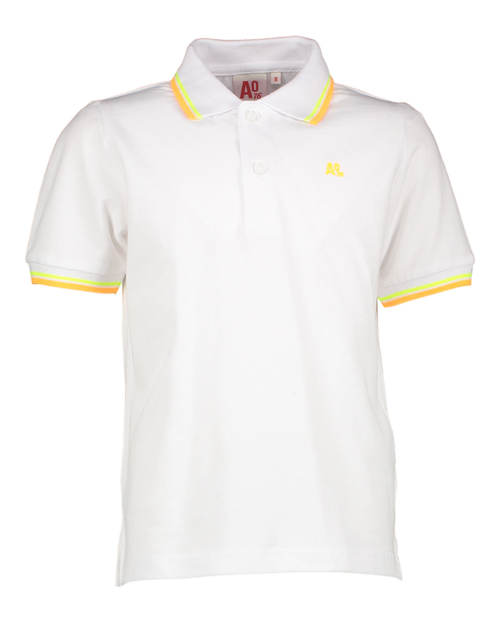 Witte polo met kleur detail aan de kraag AO76