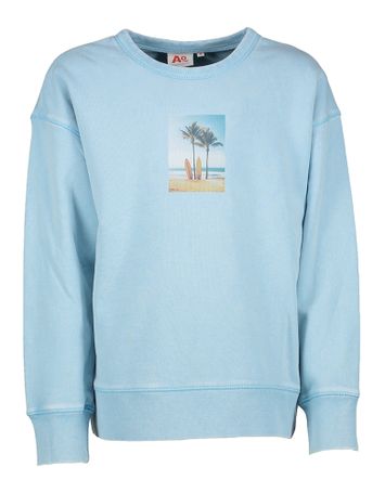 Lichtblauwe sweater met opdruk AO76