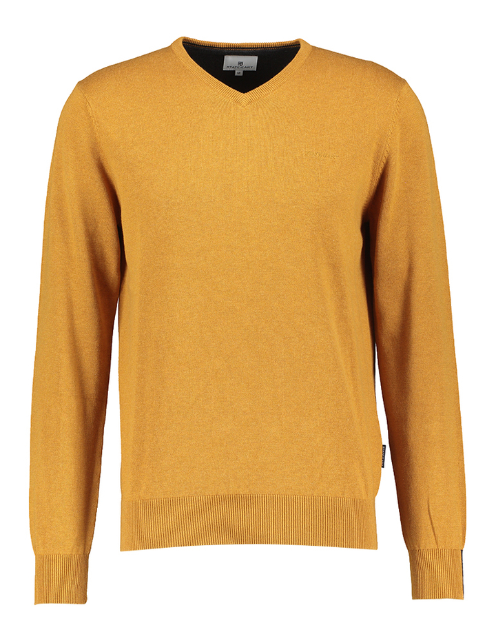 Okergele katoenen pull met v-hals State of Art