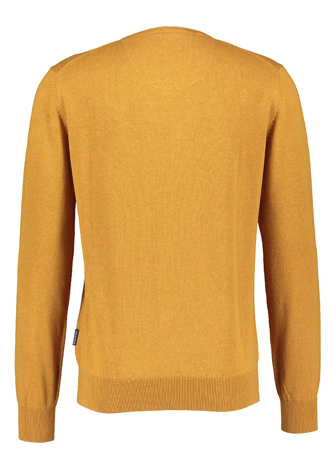 Okergele katoenen pull met v-hals State of Art