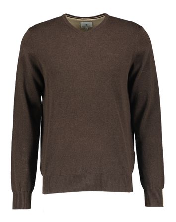 Bruine pull met v-hals en lange mouwen State of Art 