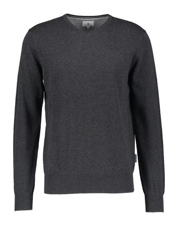 Donkergrijze katoenen pull met v-hals State of Art