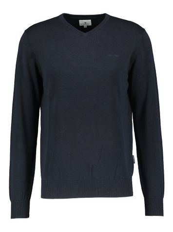 Donkerblauwe katoenen pull met v-hals State of Art