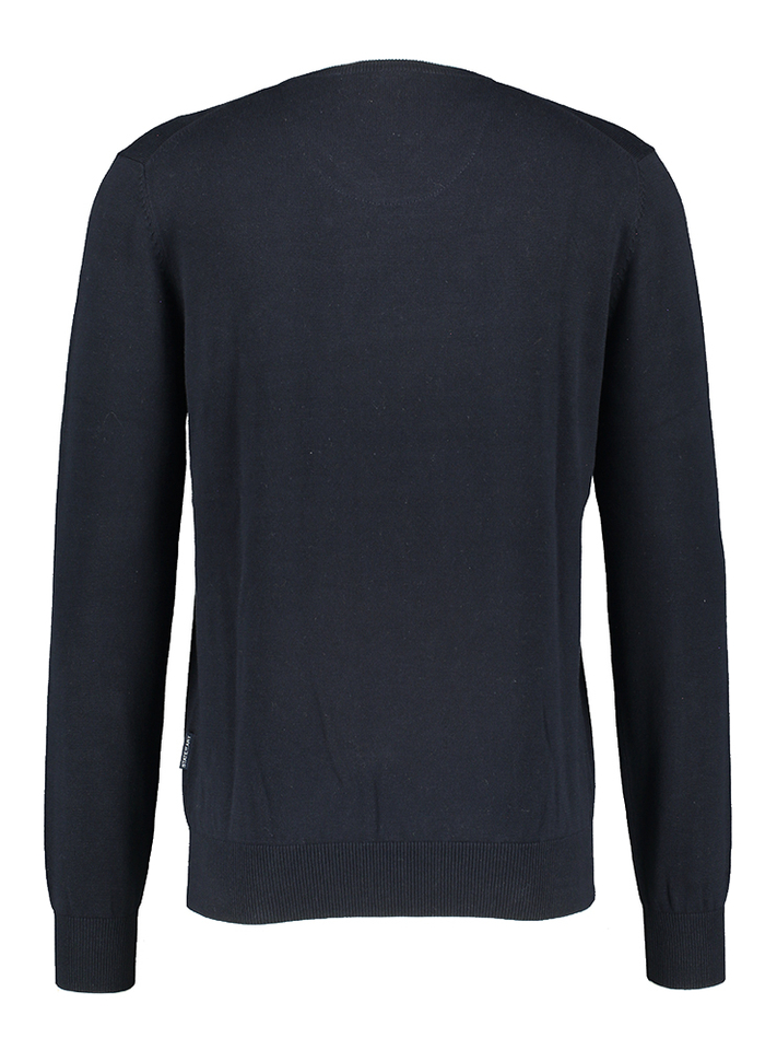 Donkerblauwe katoenen pull met v-hals State of Art