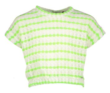 Gehaakte top met witte en groene strepen Hanna Blue Bay