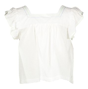 Witte bloes met structuur Hetty Blue Bay 