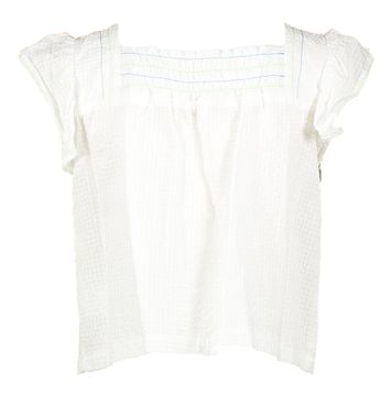 Witte bloes met structuur Hetty Blue Bay 