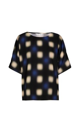Donkerblauwe blouse met blurred print Hilamo Xandres