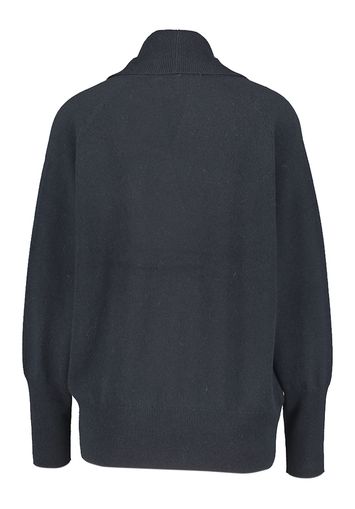 Donkerblauwe wollen pull met V-hals en overslag Ghino Xandres