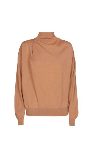Terracotte kleurige merino wollen pull Zuhal Xandres
