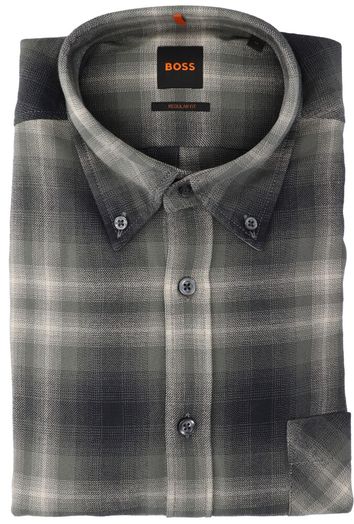Open grey katoenen hemd ( regular fit) met ruiten en lange mouwen Hugo Boss
